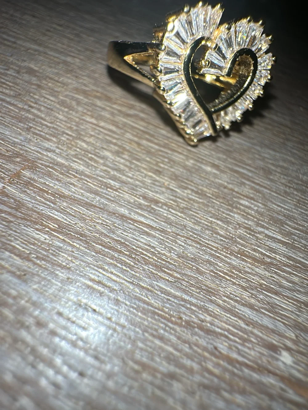 Gold Heart Shaped Cubic Zirconia Ring- Gold